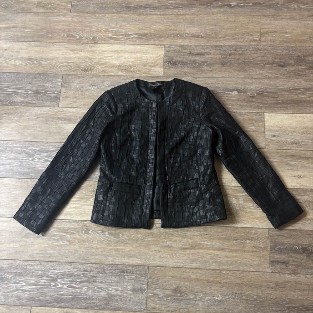 Brandon Thomas Jacket Sz S Black Texture Evening Office Career Chic Classic